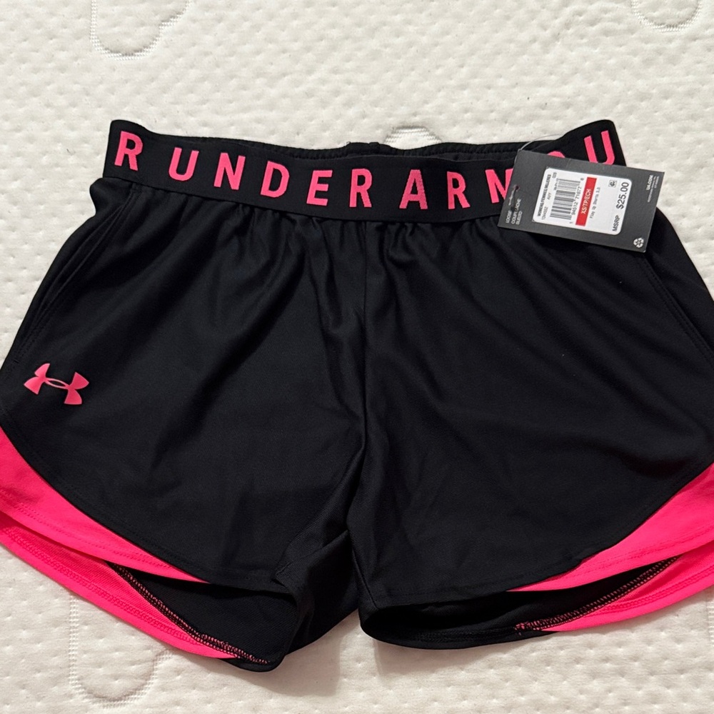 Under Armour Women's Black Shorts with Pink Trim XS